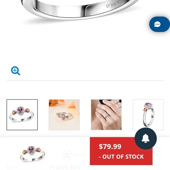 Premium Narsipatnam Pink Spinel, White Zircon Rose Flower Ring in 18K Vermeil RG - Picture 6 of 6